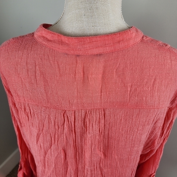 Zac & Rachel Women’s Hi Low Hem Loose Fit Salmon Coral Top Tunic Size Large - Picture 6 of 8